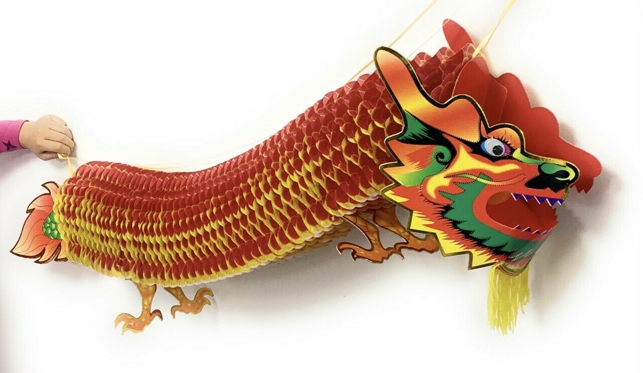 1.2m Long Giant Chinese Paper Dragon Puppet - Kids New Year Toy Gift Decoration