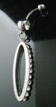 Load image into Gallery viewer, 316L Surgical Steel Dangle Crystal Hoop Navel Belly Bar