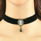 Vintage Gothic Black Velvet Choker 20mm Necklace Lady Cameo Pendant Drop Retro