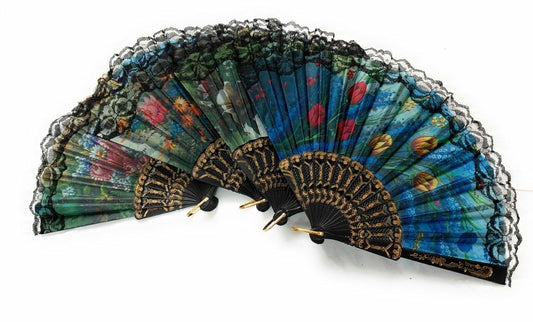 Chinese Spanish Fans Dance Party Hand Held Folding Flower Rainbow Leopard Fan