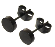 Load image into Gallery viewer, PAIR FAKER CHEATER PLUG BLACK SURGICAL STAINLESS STEEL 6MM MENS STUD EARRINGS