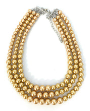 Load image into Gallery viewer, Womans Faux Pearl 3 Layer Multi Strand Gatsby Necklace Statement Bib Vintage UK