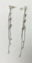 Load image into Gallery viewer, Silver Diamante Long Dangle Tassel Statement Liquid Dangle Earrings Crystal UK