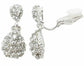 Crystal Teardrop Clip on Earrings Womens Girls Dangle Drop Gatsby Silver or Gold
