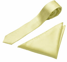 Load image into Gallery viewer, Mens Neck Tie and Pocket Square Handkerchief Set Hanky Wedding Skinny