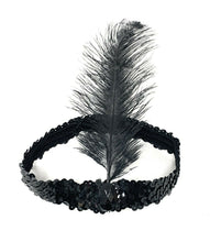 Load image into Gallery viewer, 20s Sequin Feather Headband Fancy Dress Charleston Brow Band Gatsby Flapper UK