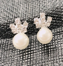 Load image into Gallery viewer, Silver Tone Diamante Crystal Clips Clip On Earrings Studs Bridal Non Pierced UK