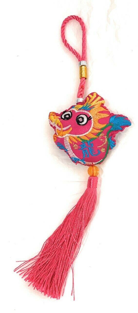 Feng Shui Lucky Red Tassel Sequin Chinese Hanging Bag Charm Year of Tiger Gift