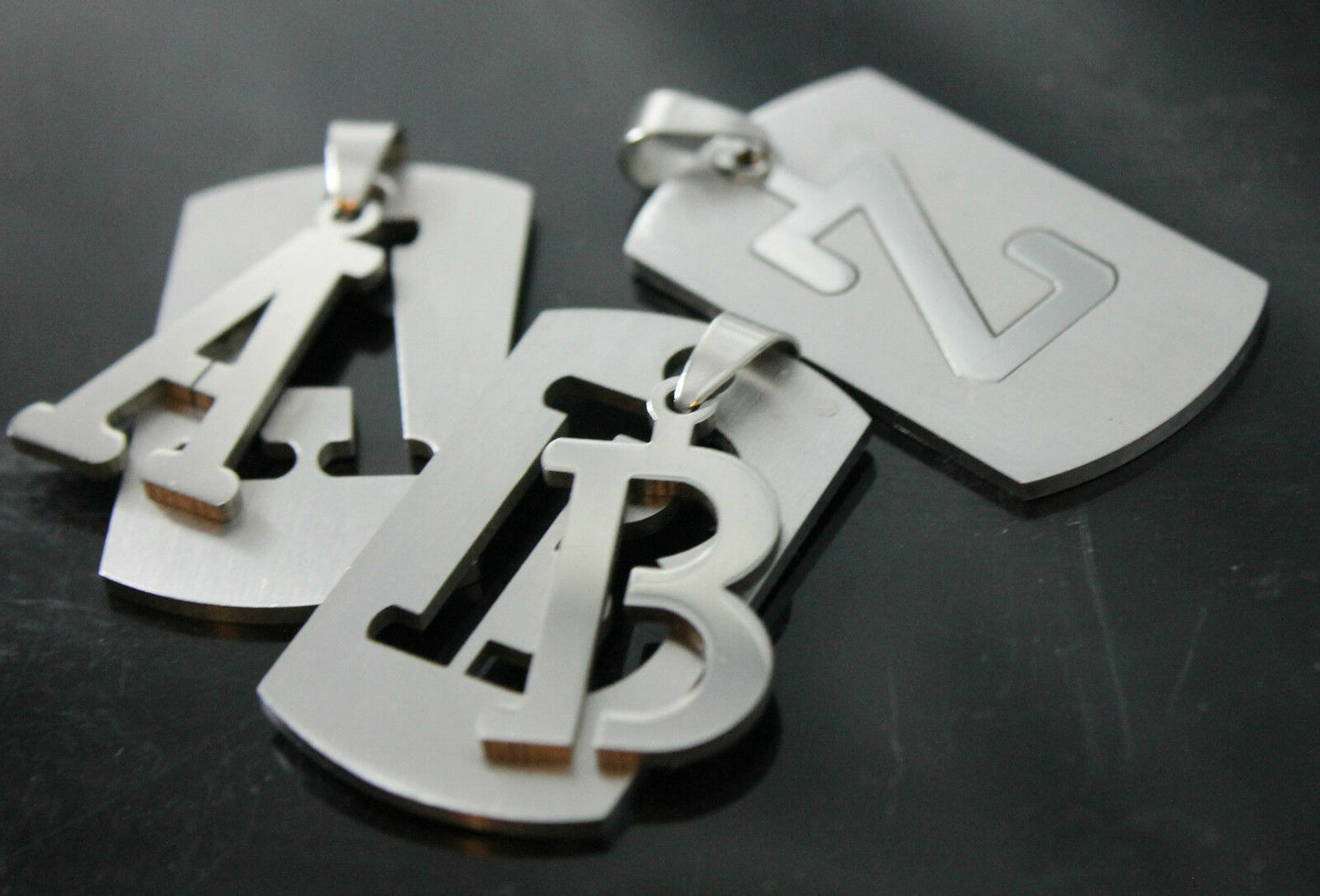 DOG TAG ARMY Pendant A to Z Stainless Steel Initial Letter Necklace Military
