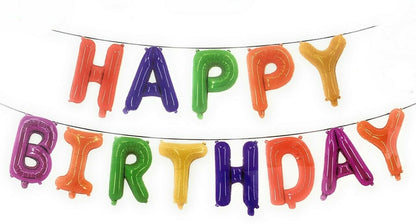Reusable 16" Happy Birthday Banner Foil Balloon Bunting Self Inflating Balloons