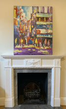 Load image into Gallery viewer, Large Stretched 80cm x 100cm Oil Painting on Canvas Wall Art Abstract City UK