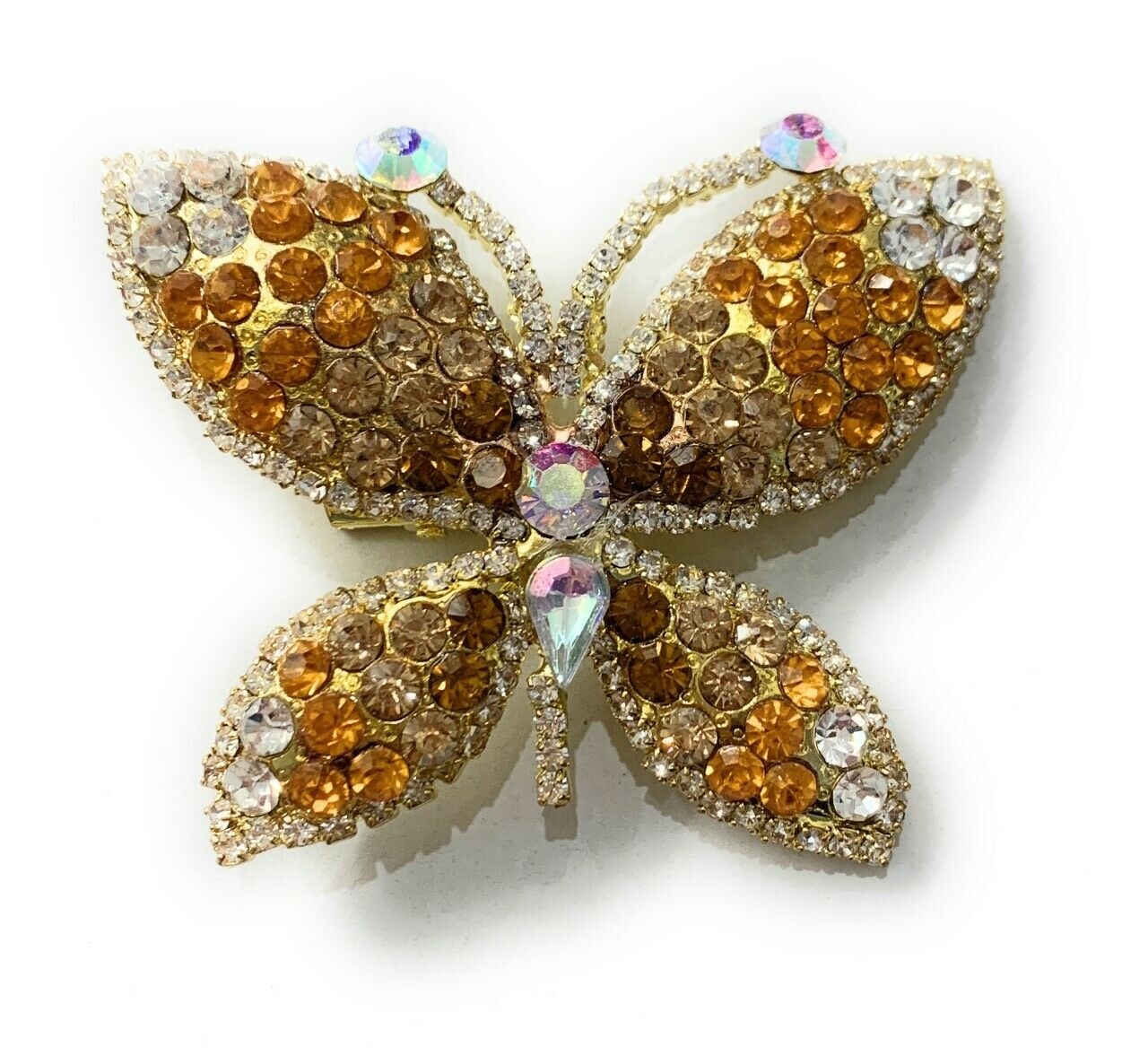 Gorgeous Large Gold Full Crystal Butterfly Bridal Hair Clip