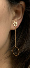 Load image into Gallery viewer, High Quality Gold Zircon Crystal Flower Hoop Drop Long Dangle Clip On Earrings