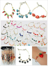 Load image into Gallery viewer, Girls Kids Adjustable Bracelet Clay Rose Stone Beads Glass Cherry Charm Fruit
