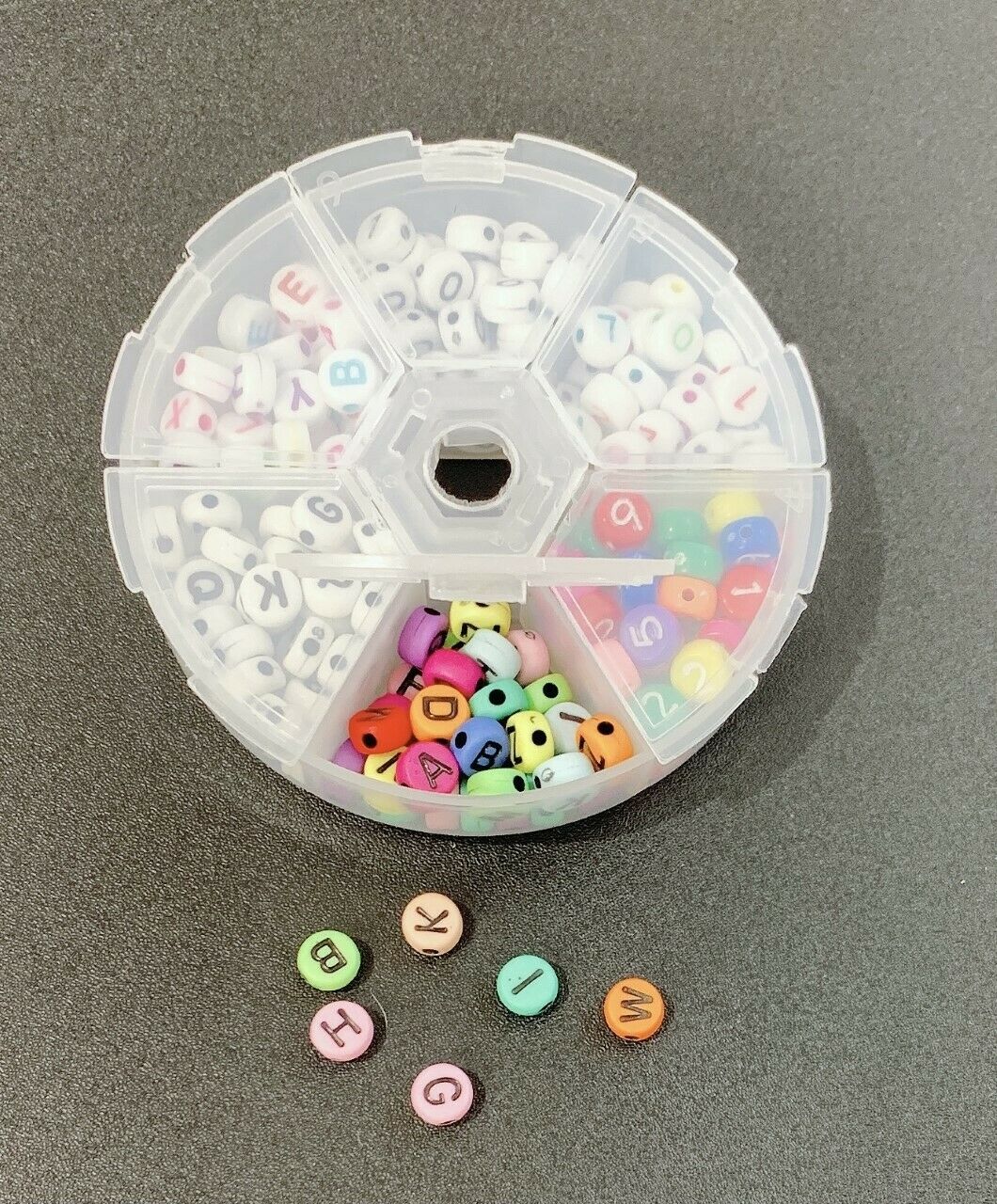 6mm Acrylic Assorted Numbers Alphabet Art Craft Beads DIY Jewelry Making Box Set