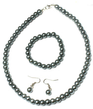 Load image into Gallery viewer, CLASSIC FAUX PEARL NECKLACE EARRINGS &amp; BRACELET JEWELLERY SET VINTAGE