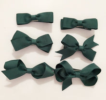 Load image into Gallery viewer, 6 PIECE SET Girls Small Hair Bows Clips Grosgrain Ribbon School Uniform Colours