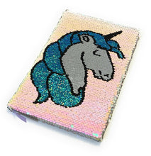 Load image into Gallery viewer, Kids A5 Reversible Sequin Notebook Childrens Notepad Writing Journal Diary Book