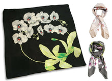 Load image into Gallery viewer, Vintage Orchid Flower Print Square Silky Scarf 70cm