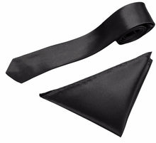 Load image into Gallery viewer, Mens Neck Tie and Pocket Square Handkerchief Set Hanky Wedding Skinny