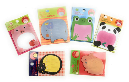 6 Animal Shape Novelty Sticky Notes Sticker Marker Memo Notepad Set To Do Memo