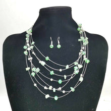 Load image into Gallery viewer, Natural Stone Crystal Multi Layer Bib Statement Necklace and Earrings Gift Set