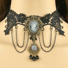 Load image into Gallery viewer, Gothic Black Lace Necklace Collar Choker Halloween Retro Vintage Chain Vampire