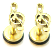 Load image into Gallery viewer, Treble Clef Music Stainless Steel Stud Mens Earring Body Fake Stretcher Goth