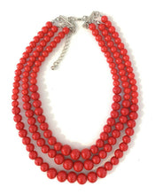 Load image into Gallery viewer, Womans Faux Pearl 3 Layer Multi Strand Gatsby Necklace Statement Bib Vintage UK