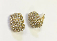 Load image into Gallery viewer, Rectangle Full Crystal Clip On Earrings Studs - Silver or Gold - High Quality
