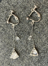 Load image into Gallery viewer, High Quality Silver Triangle Zircon Crystal Drop Dangle Screw Clip On Earrings