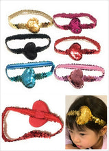 Load image into Gallery viewer, Girls Kids Sequin Heart Hairband Headband Stretch Elastic Turban Head Wrap UK
