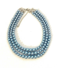 Load image into Gallery viewer, Womans Faux Pearl 3 Layer Multi Strand Gatsby Necklace Statement Bib Vintage UK