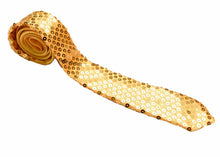 Load image into Gallery viewer, Sequin SATIN SEQUINNED Party Plain 2" Skinny Neck Tie Fancy Dress Magic Show