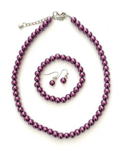 Load image into Gallery viewer, CLASSIC FAUX PEARL NECKLACE EARRINGS &amp; BRACELET JEWELLERY SET VINTAGE
