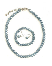 Load image into Gallery viewer, CLASSIC FAUX PEARL NECKLACE EARRINGS &amp; BRACELET JEWELLERY SET VINTAGE