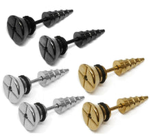 Load image into Gallery viewer, Mens PAIR Stainless Steel Stud Earrings Pair Design Screw back  Womens Girls Boy