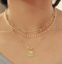 Load image into Gallery viewer, Girls Multi-layer Gold Coin Pendant Fashion Necklace Choker Pearl Chain Leopard