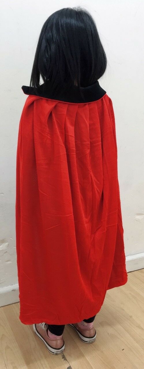 Halloween Black Red Vampire Cape Dracula Devil Cloak Kids Fancy Dress Costume UK