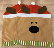 Load image into Gallery viewer, 2 x (A Pair) Christmas Rudolph Dining Chair Back Covers Xmas Party Decorations