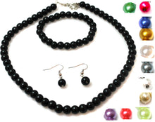 Load image into Gallery viewer, CLASSIC FAUX PEARL NECKLACE EARRINGS &amp; BRACELET JEWELLERY SET VINTAGE