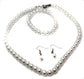 CLASSIC FAUX PEARL NECKLACE EARRINGS & BRACELET JEWELLERY SET VINTAGE