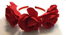 Load image into Gallery viewer, Large Rose Crown Headband Garland Halloween Sugar Skull Velvet Fabric Alice Band