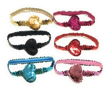 Load image into Gallery viewer, Girls Kids Sequin Heart Hairband Headband Stretch Elastic Turban Head Wrap UK