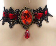 Load image into Gallery viewer, Gothic Black Lace Necklace Collar Choker Halloween Retro Vintage Chain Vampire