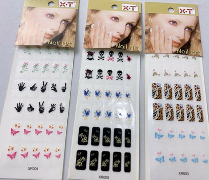 1 Sheet of 30 Nail Wrap Art Transfers Stickers Self Adhesive Foil Manicure Pack