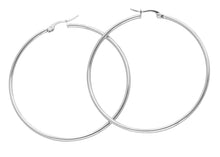 Load image into Gallery viewer, 6cm Stainless Steel Hoop Sleepers Earrings - Silver or Gold