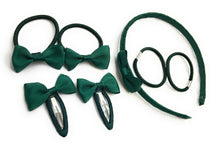 Load image into Gallery viewer, 7 PIECE SCHOOL COLOURS Hair Bow Snap Clips SET ALICE BAND Headband PonyTail