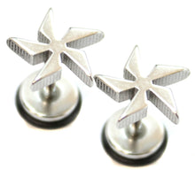 Load image into Gallery viewer, Windmill Spike Stainless Steel Stud Mens Earring Body Fake Stretcher Goth Upper