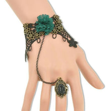 Load image into Gallery viewer, Gothic Retro Vintage Lace Beads Halloween Slave Bracelet Ring Chain Vampire Rose